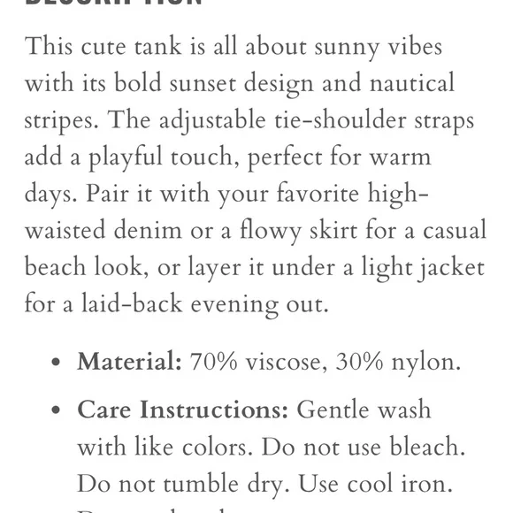 Miss Sparkling Sunset Stripe Knit Tank Top - Retro Summer Vibes - Size L - Picture 5 of 5